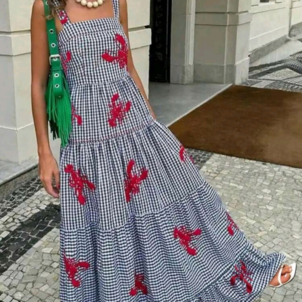 Light Mature Casual Plaid, Animal & Floral Printed Women's Dress Maxi
